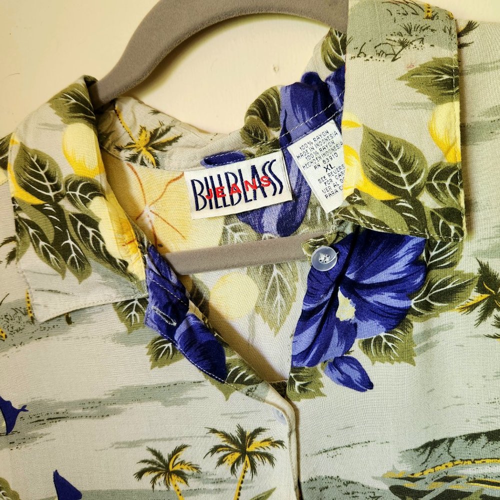 Bill Blass Vintage Tropical Flowy Shirt XL